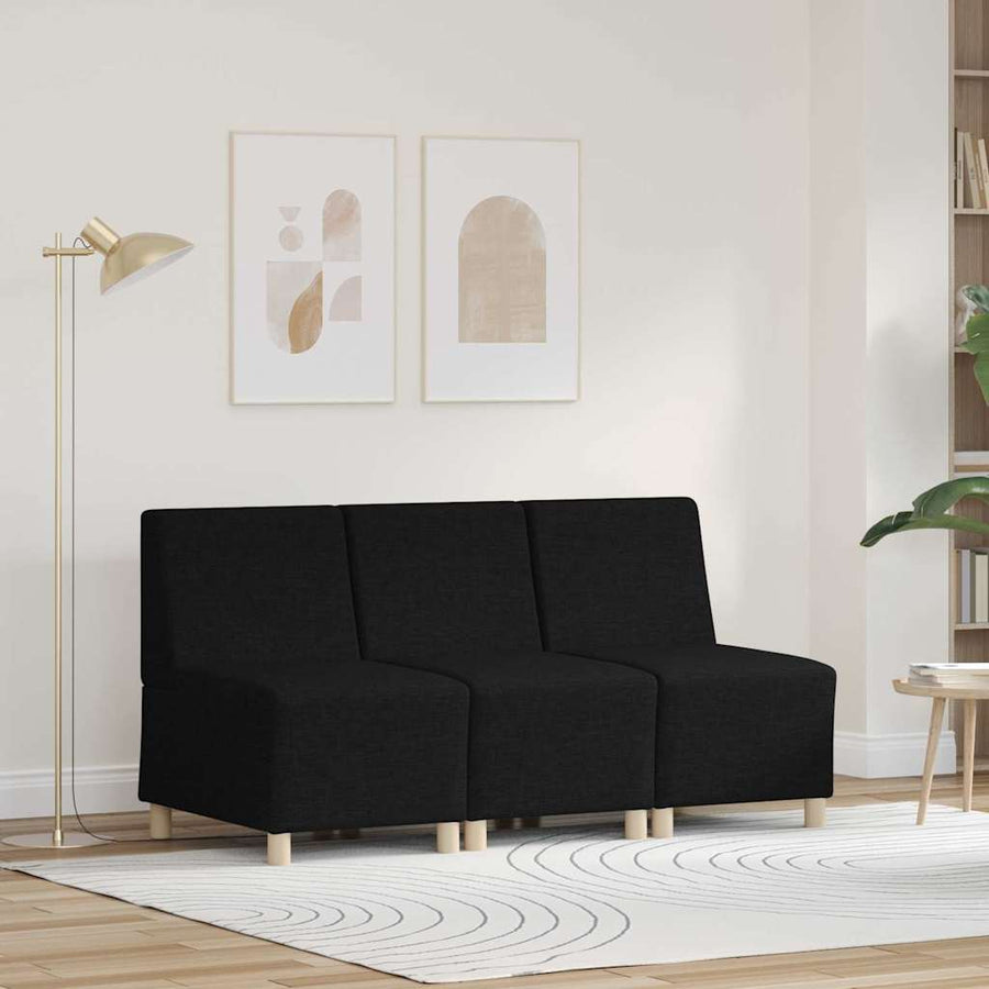 Bankstoel Lichtgrijs 55 cm Stof 3 pcs Zwart 55 x 74 x 82 cm