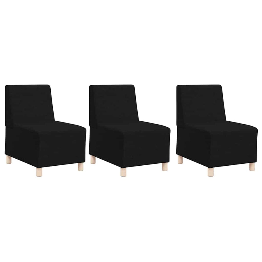 Bankstoel Lichtgrijs 55 cm Stof 3 pcs Zwart 55 x 74 x 82 cm