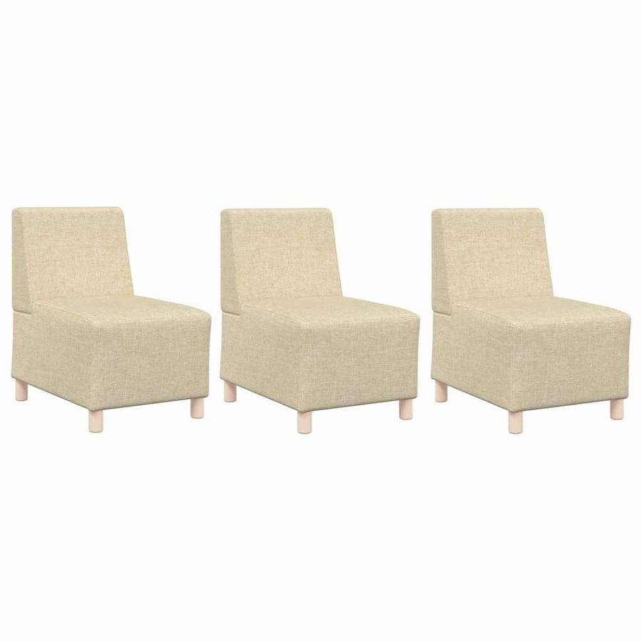 Bankstoel Lichtgrijs 55 cm Stof 3 pcs Crème 55 x 74 x 82 cm
