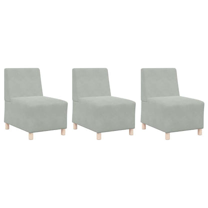 Bankstoelen 3 pcs Lichtgrijs 55 x 74 x 82 cm Fluweel