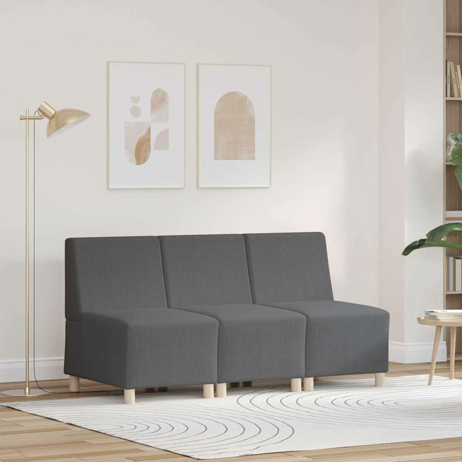 Sofa Chiar 3 pcs Donkergrijs 55 x 74 x 82 cm Katoenen stof