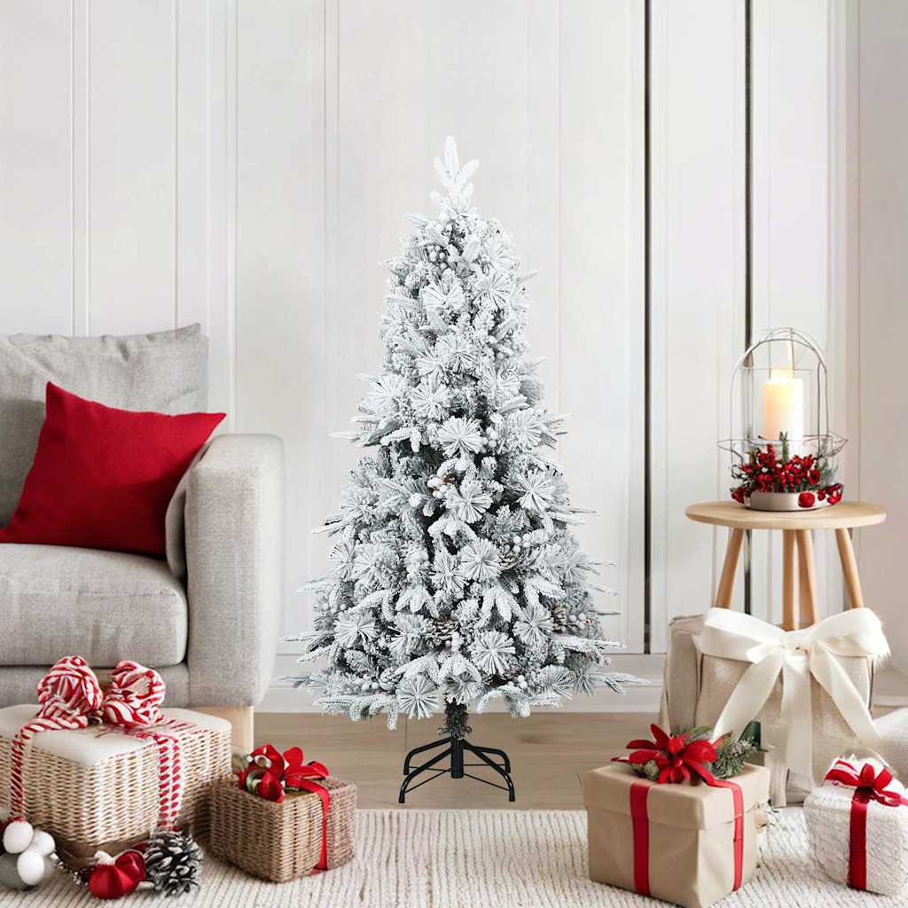 Kunstkerstboom met standaard Groen en wit 120 cm PVC