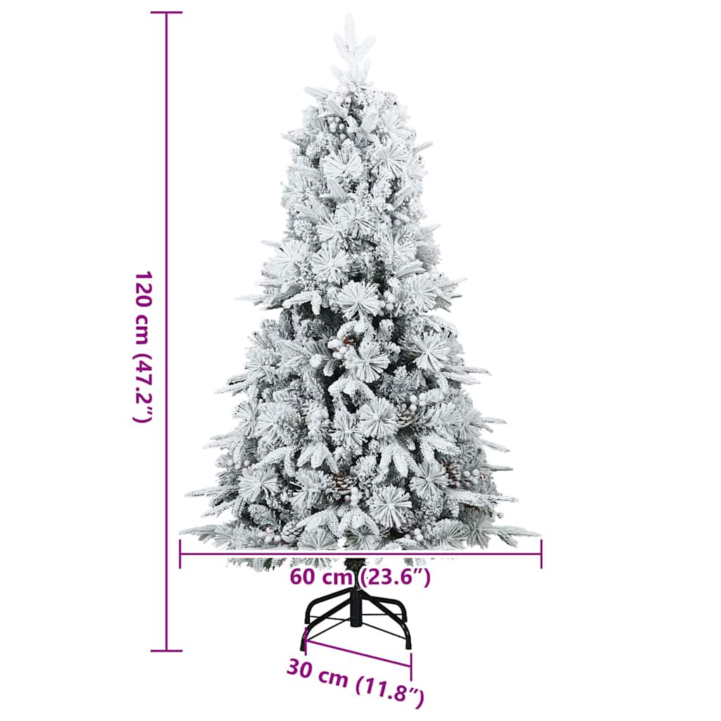 Kunstkerstboom met standaard Groen en wit 120 cm PVC