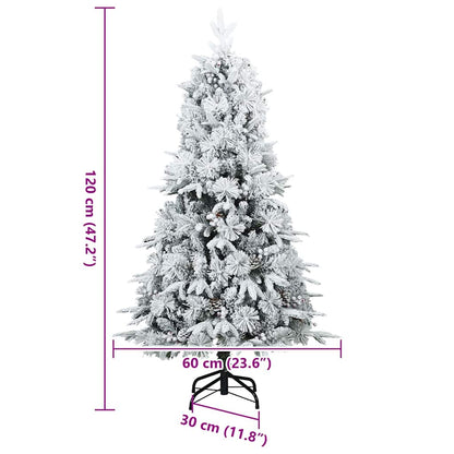 Kunstkerstboom met standaard Groen en wit 120 cm PVC