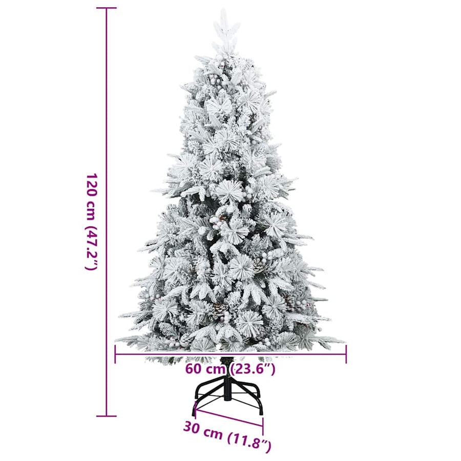 Kunstkerstboom met standaard Groen en wit 120 cm PVC