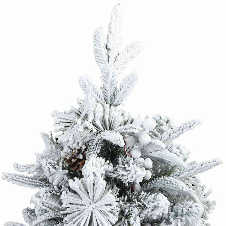 Kunst Kerstboom met Geveerde Takken, Sneeuw Bedekt Wit 150 cm
