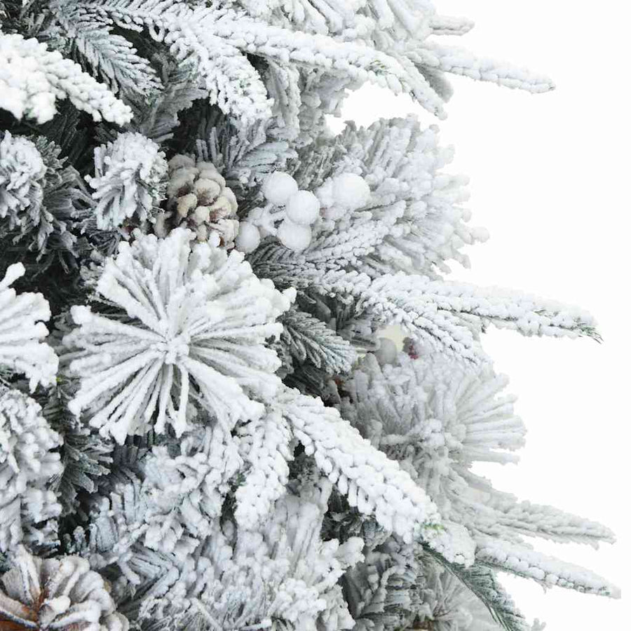 Kunst Kerstboom met Geveerde Takken, Sneeuw Bedekt Wit 150 cm