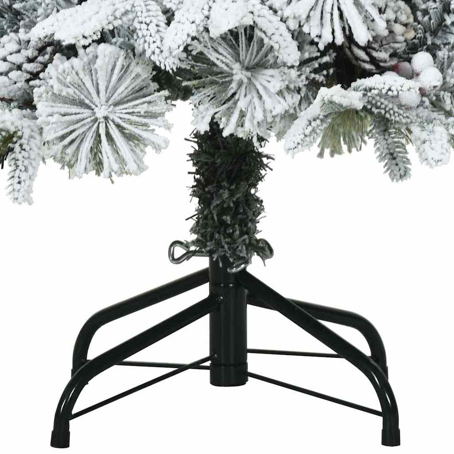 Kunst Kerstboom met Geveerde Takken, Sneeuw Bedekt Wit 150 cm