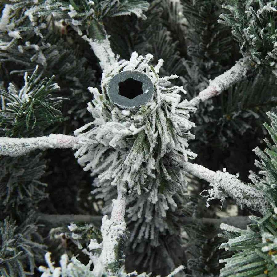 Kunst Kerstboom met Geveerde Takken, Sneeuw Bedekt Wit 150 cm