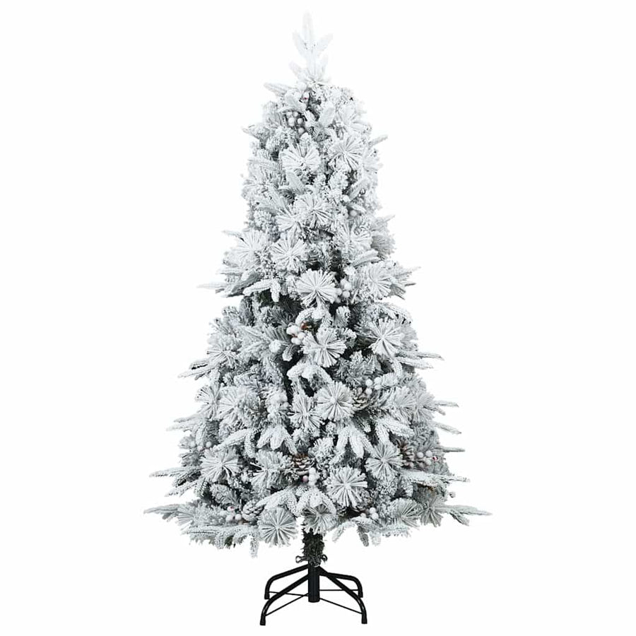 Kunst Kerstboom met Geveerde Takken, Sneeuw Bedekt Wit 150 cm