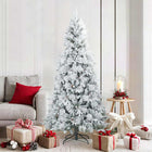 Artificial Christmas Tree with Feathered Branches, Snow Covered White 180 cm