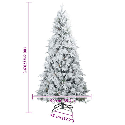 Kunst Kerstboom met Geveerde Takken, Sneeuw Bedekt Wit 180 cm