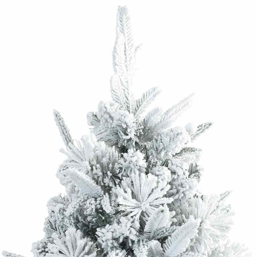 Kunst Kerstboom met Geveerde Takken, Sneeuw Bedekt Wit 210 cm
