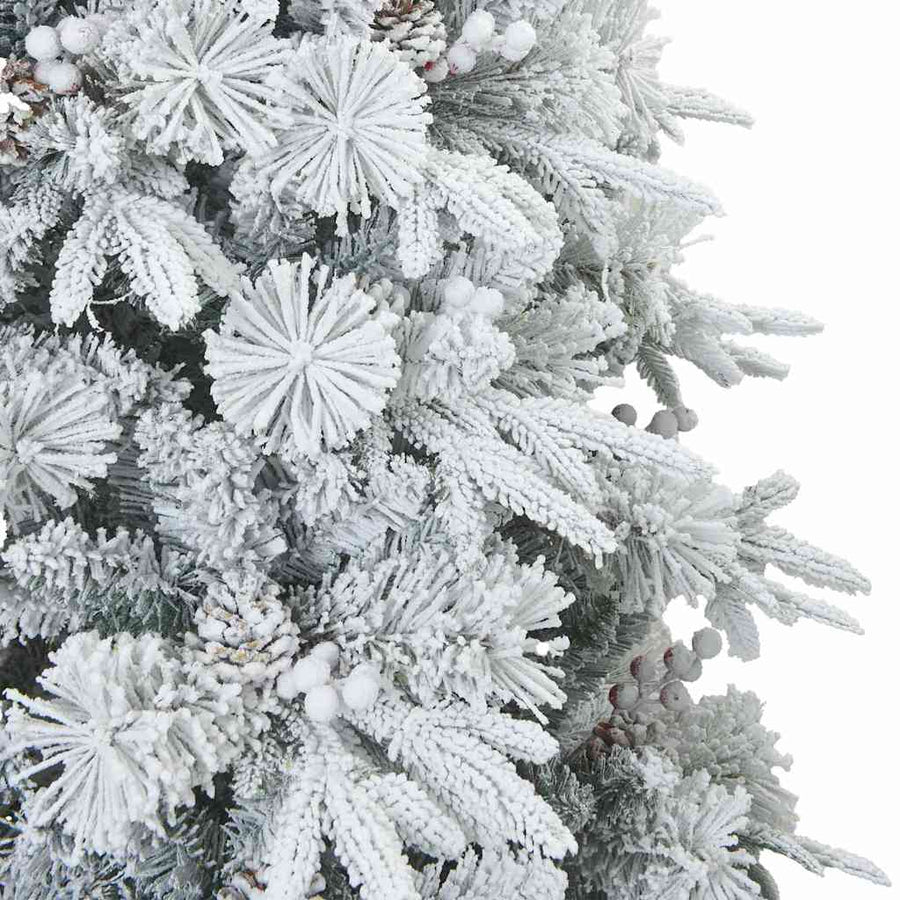 Kunst Kerstboom met Geveerde Takken, Sneeuw Bedekt Wit 210 cm