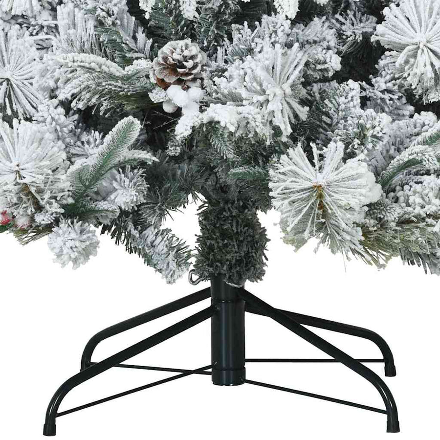 Kunst Kerstboom met Geveerde Takken, Sneeuw Bedekt Wit 210 cm