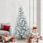 Artificial Christmas Tree with Feathered Branches, Snow Covered White 210 cm