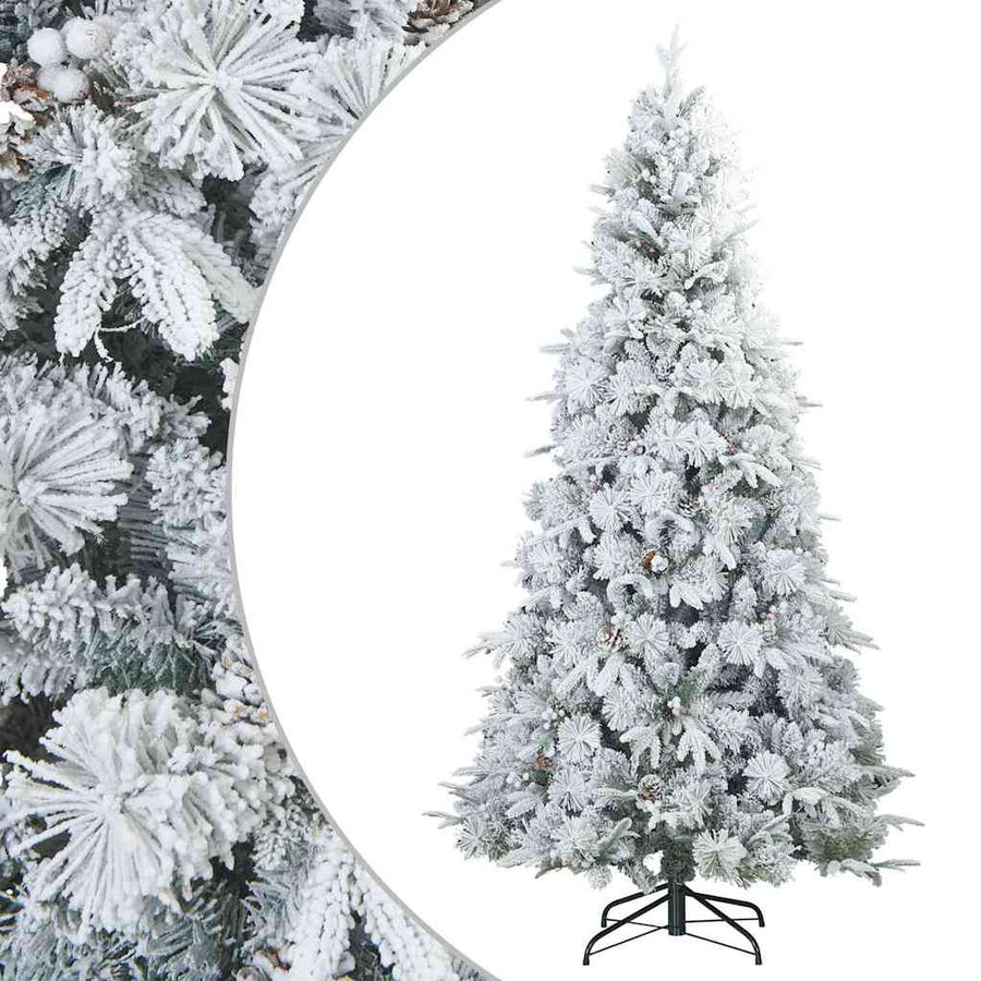 Kunst Kerstboom met Geveerde Takken, Sneeuw Bedekt Wit 210 cm