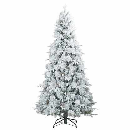 Kunst Kerstboom met Geveerde Takken, Sneeuw Bedekt Wit 210 cm
