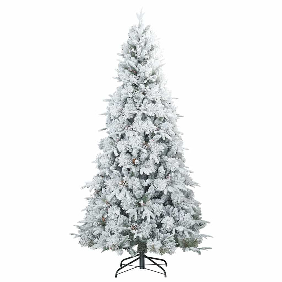 Kunst Kerstboom met Geveerde Takken, Sneeuw Bedekt Wit 210 cm