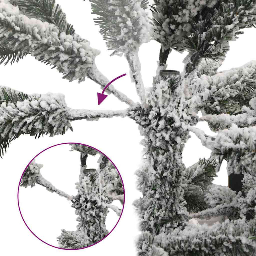 Kunst Kerstboom met Geveerde Takken, Sneeuw Bedekt Wit 210 cm