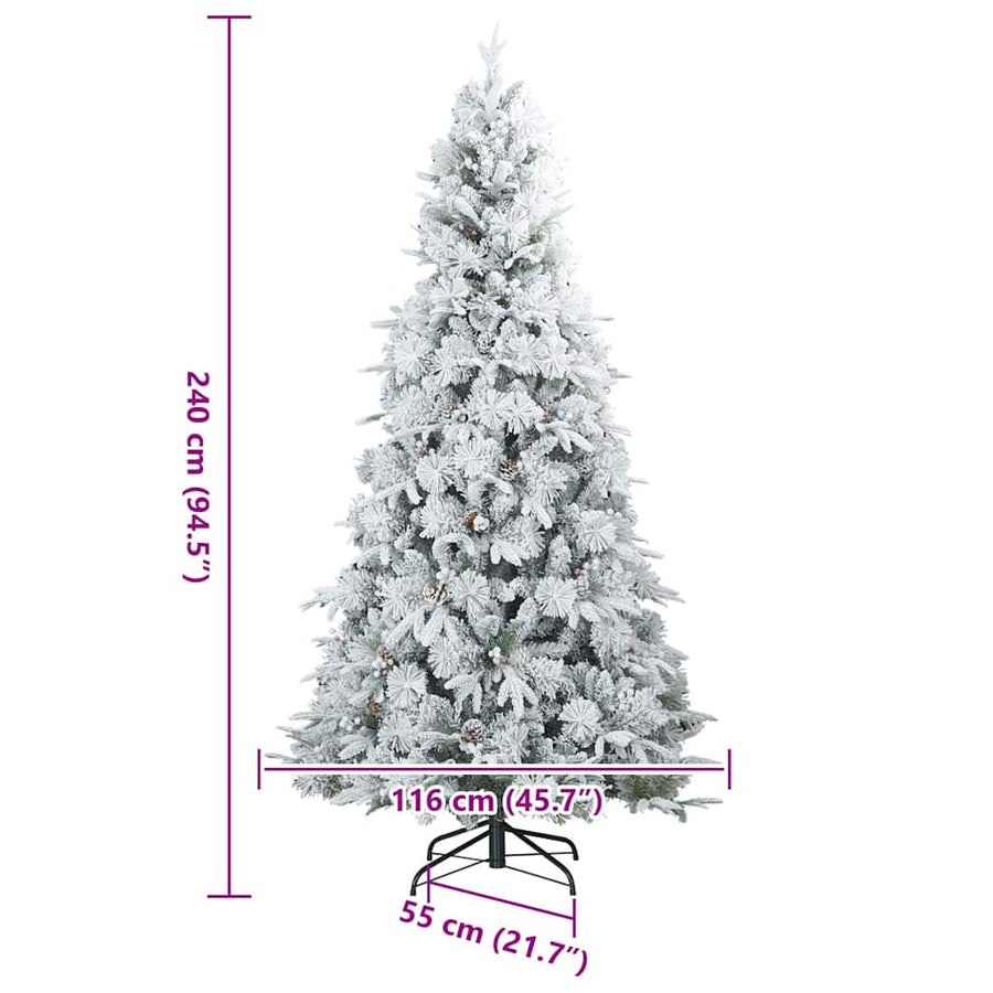 Kunst Kerstboom met Geveerde Takken, Sneeuw Bedekt Wit 240 cm