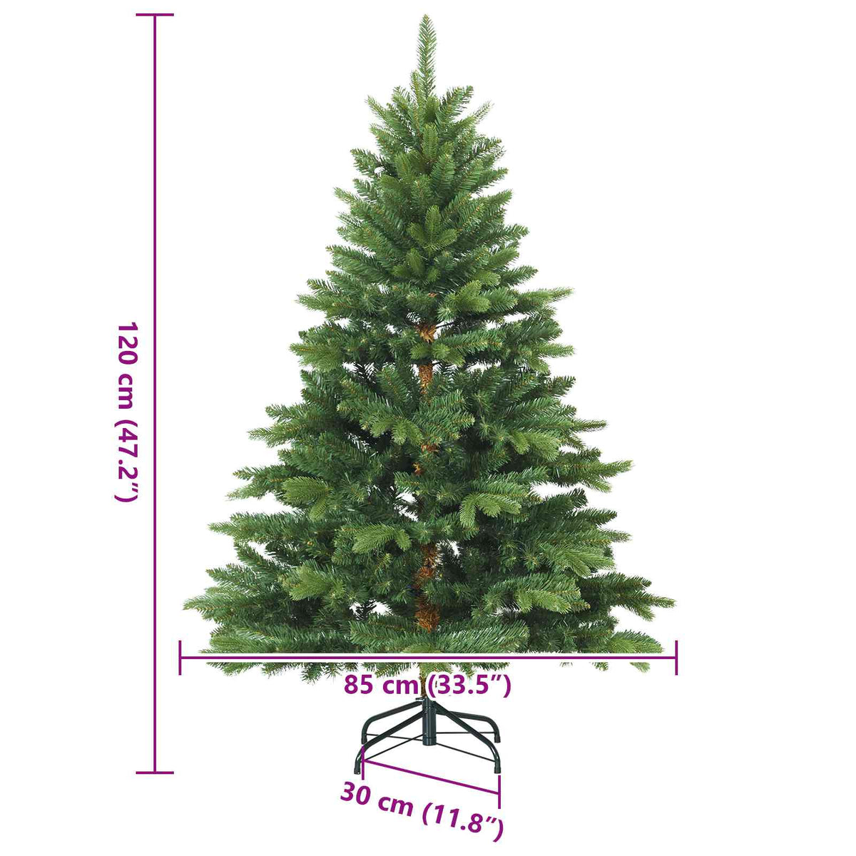 Kunstmatige Inklapbare Kerstboom Groen 120 cm PVC, PE en staal