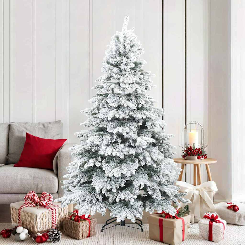 Moderne Kunststof Scharnierende Kerstboom Sneeuw Bedekt Wit