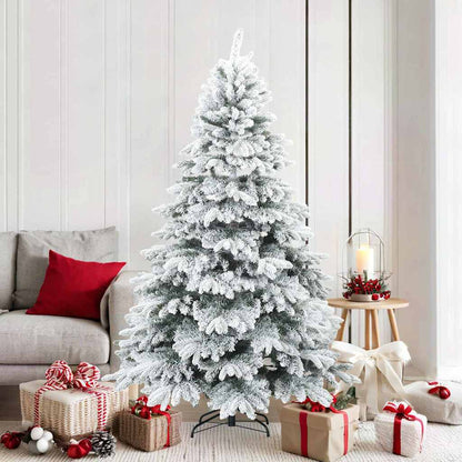 Moderne Kunststof Scharnierende Kerstboom Sneeuw Bedekt Wit