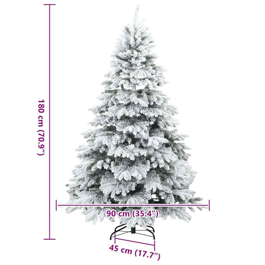 Moderne Kunststof Scharnierende Kerstboom Sneeuw Bedekt Wit