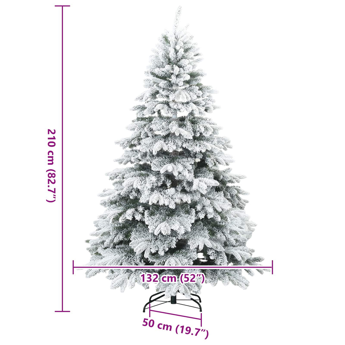 Kunst Kerstboom met Geveerde Takken, Sneeuw Bedekt Wit 210 cm