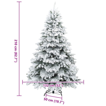 Kunst Kerstboom met Geveerde Takken, Sneeuw Bedekt Wit 210 cm