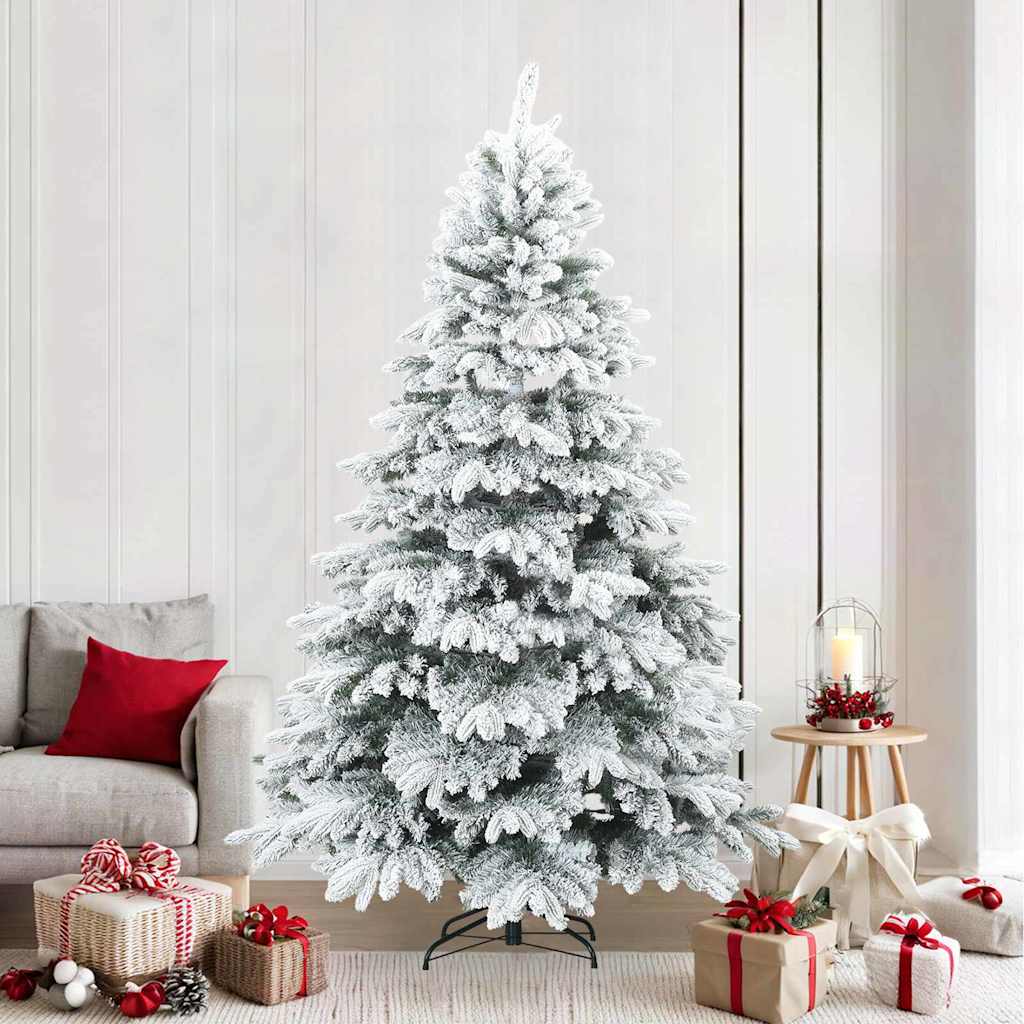 Moderne Kunststof Scharnierende Kerstboom Sneeuw Bedekt Wit