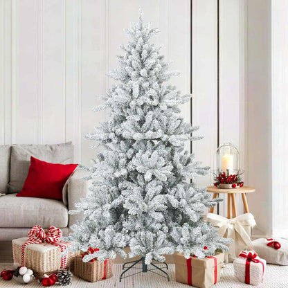 Moderne Kunststof Scharnierende Kerstboom Sneeuw Bedekt Wit