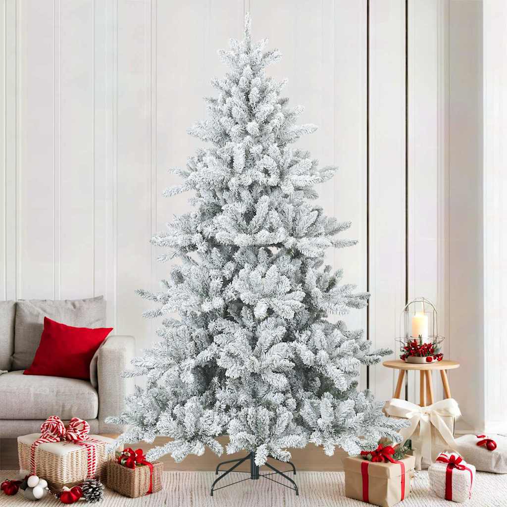 Moderne Kunststof Scharnierende Kerstboom Sneeuw Bedekt Wit