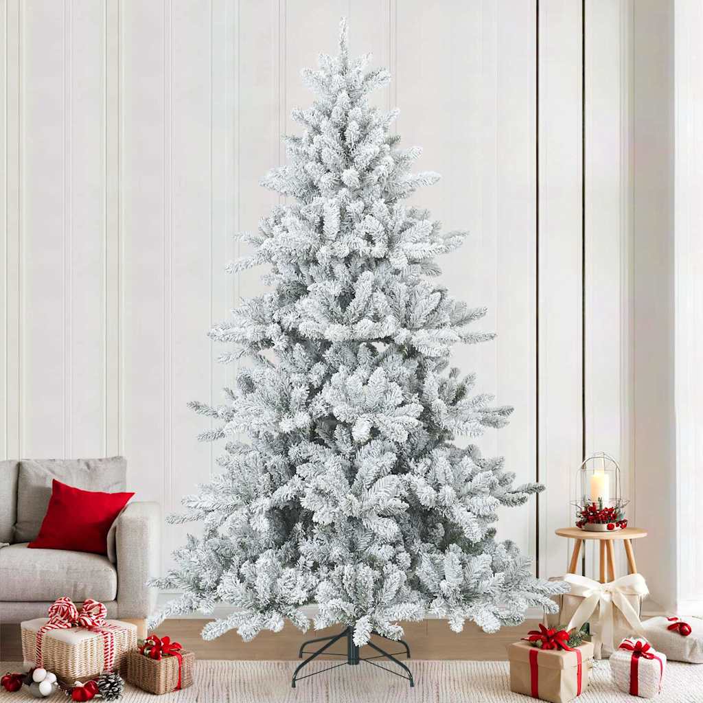 Moderne Kunststof Scharnierende Kerstboom Sneeuw Bedekt Wit