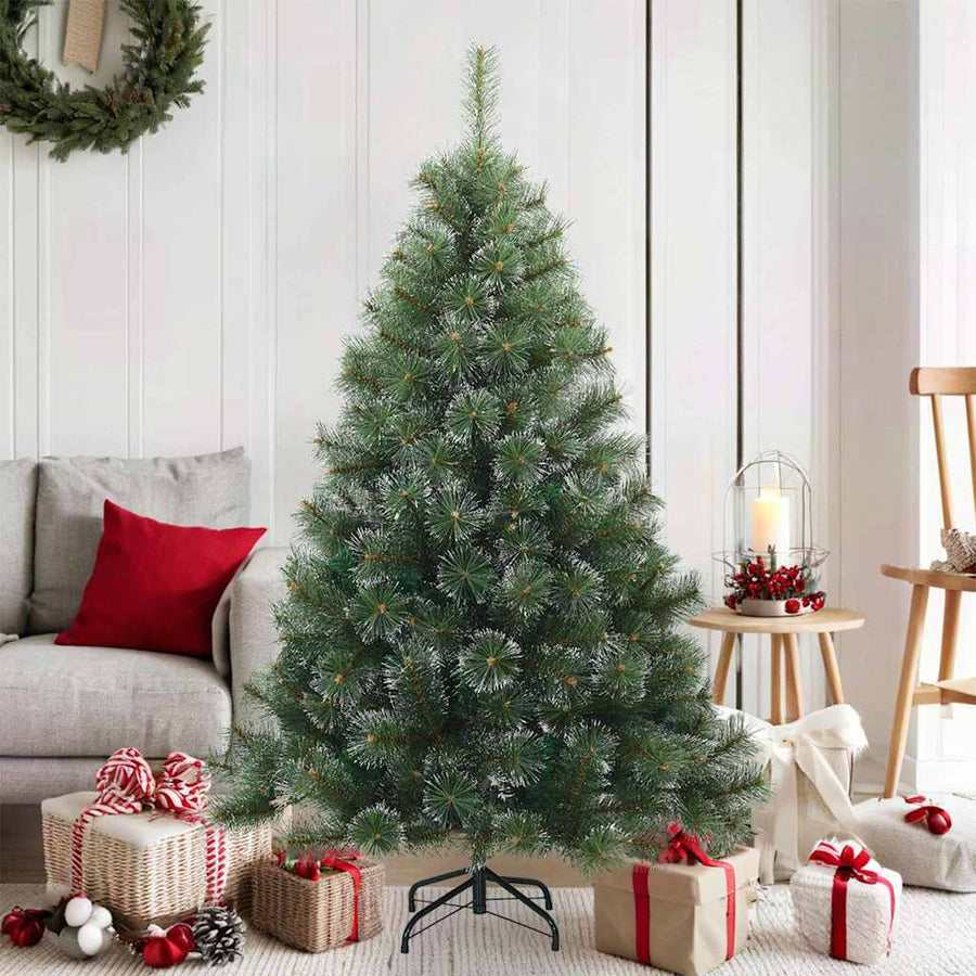 Moderne Kunststof Scharnierende Kerstboom Sneeuw Bedekt Wit