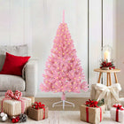 Artificial Pre-Lit Christmas Tree with 150 Pink LED Lights 120 cm PVC