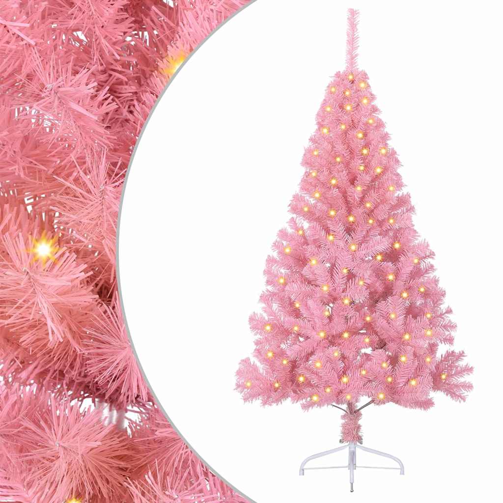 Kunstmatig Voorverlicht Kerstboom met 150 LED Roze 120 cm PVC