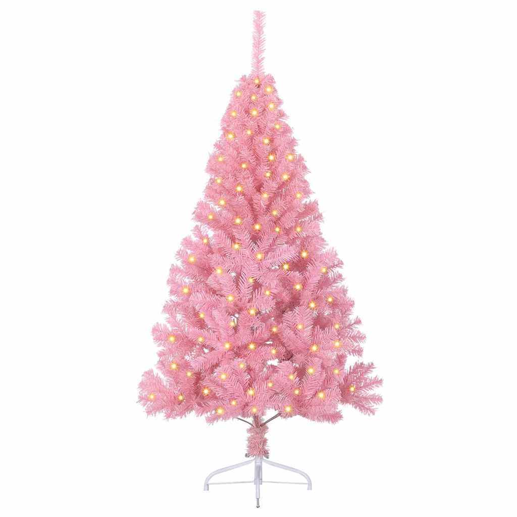 Kunstmatig Voorverlicht Kerstboom met 150 LED Roze 120 cm PVC