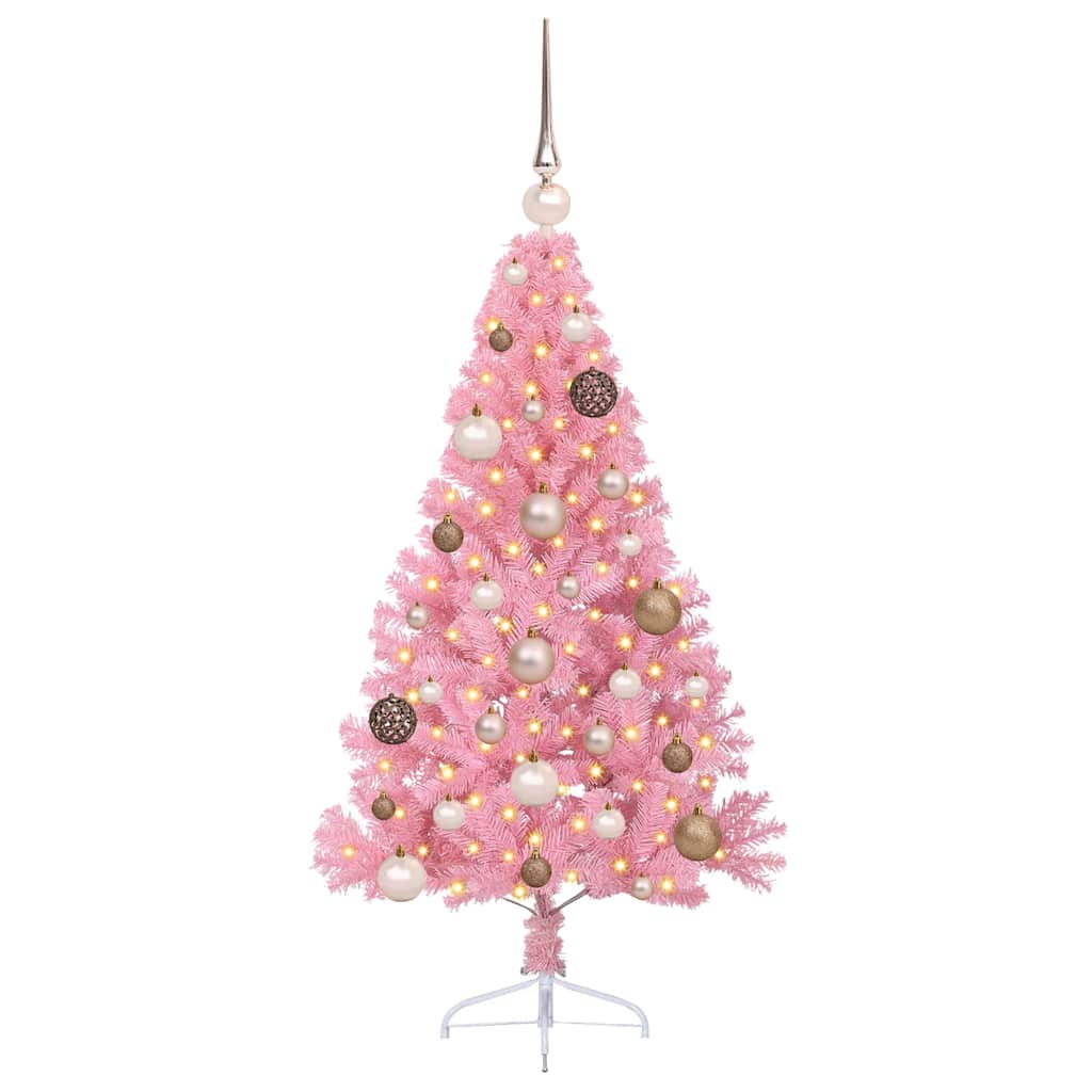 Kunstmatig Voorverlicht Kerstboom met 150 LED Roze 120 cm PVC