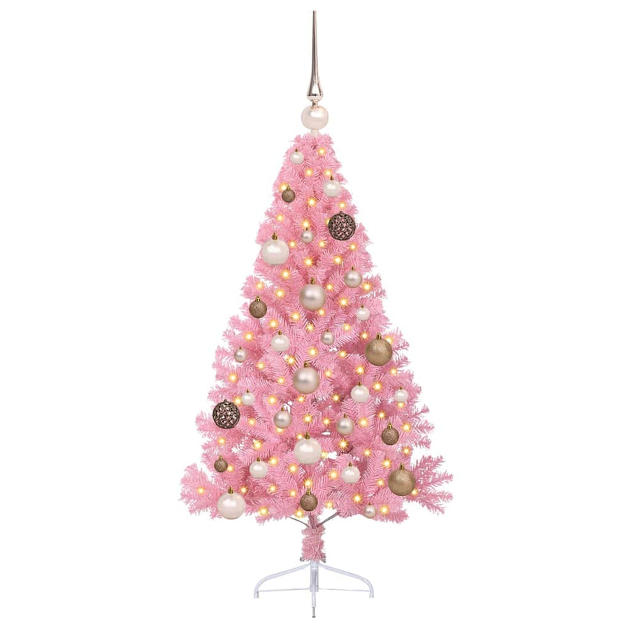 Kunstmatig Voorverlicht Kerstboom met 150 LED Roze 120 cm PVC