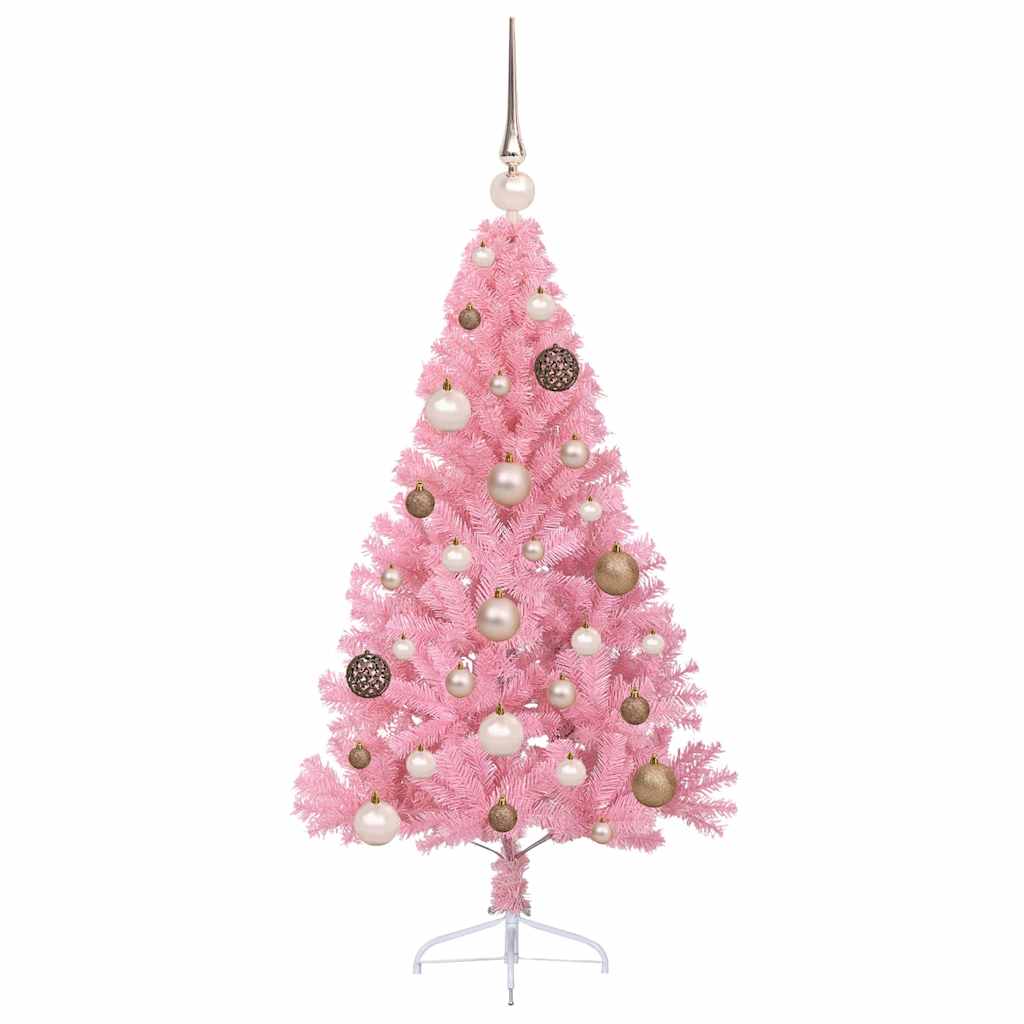 Kunstmatig Voorverlicht Kerstboom met 150 LED Roze 120 cm PVC