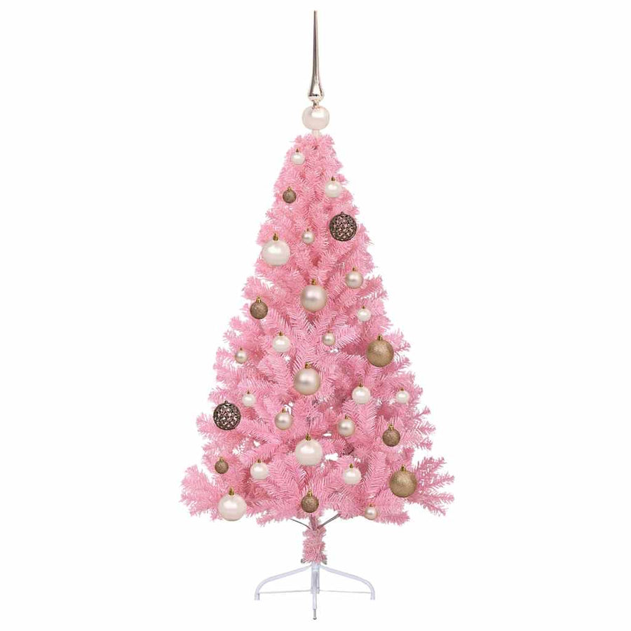 Kunstmatig Voorverlicht Kerstboom met 150 LED Roze 120 cm PVC