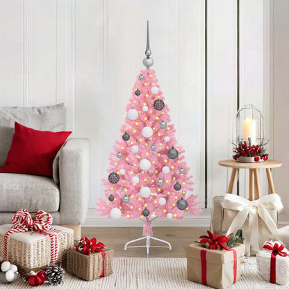 Kunstmatig Voorverlicht Kerstboom met 150 LED Roze 120 cm PVC
