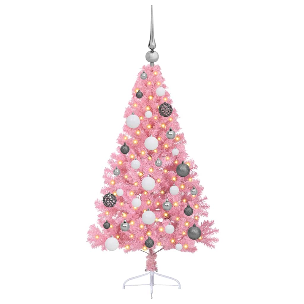 Kunstmatig Voorverlicht Kerstboom met 150 LED Roze 120 cm PVC