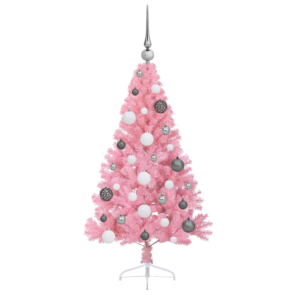 Kunstmatig Voorverlicht Kerstboom met 150 LED Roze 120 cm PVC