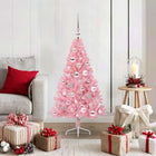 Artificial Pre-Lit Christmas Tree with 150 LED Pink 120 cm PVC