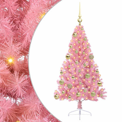 Kunstmatig Voorverlicht Kerstboom met 150 LED Roze 120 cm PVC