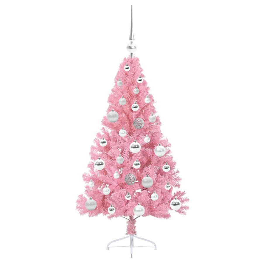 Kunstmatig Voorverlicht Kerstboom met 150 LED Roze 120 cm PVC