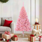 Artificial Pre-Lit Christmas Tree with 150 LED Pink 150 cm PVC